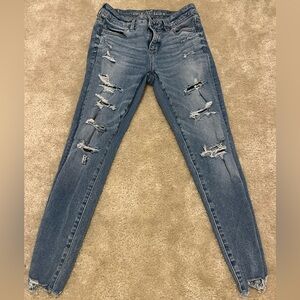 American Eagle Outfitters Ripped Skinny Jeans - Blue